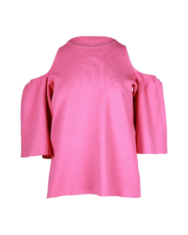 Stella McCartney Off Shoulder Blouse in Pink Viscose Stretchy Fitted Blouse