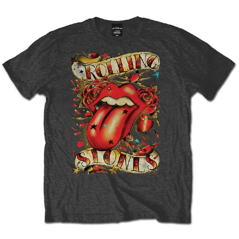 The Rolling Stones | Official Band T-Shirt | Tongues & Stars Notch Collar Peter Pan Collar Cowl Neck