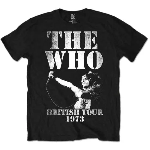 The Who | Official Band T-Shirt | British Tour 1973 Mesh Blend Leather Blend Suede Blend