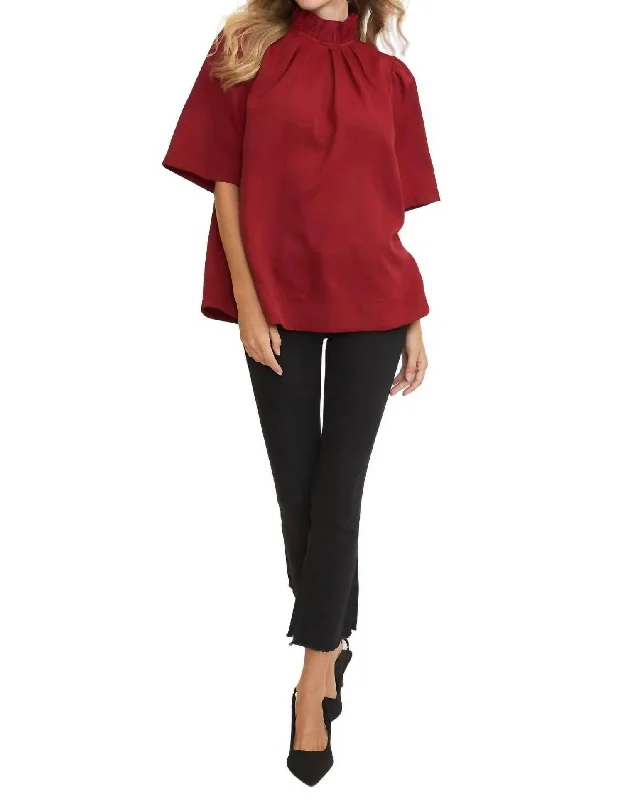 Tilly Blouse In Wine Modern Work Blouse