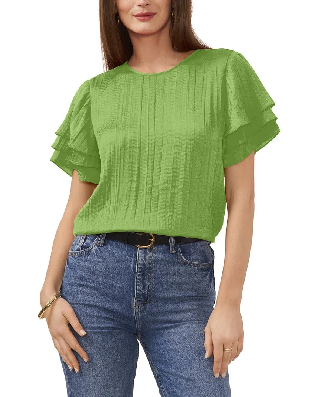 Vince Camuto Pleated  Blouse Off-Shoulder Wrap Blouse