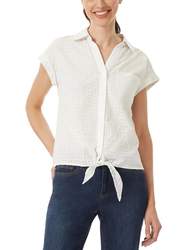 Womens Blouse Cuff Sleeve Button-Down Top Casual Button Blouse