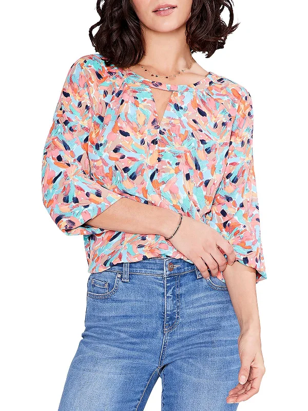 Womens Printed 3/4 Sleeve Blouse Pastel Color Blouse