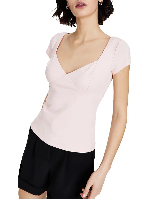 Womens Ribbed Blouse Double-Layered Blouse