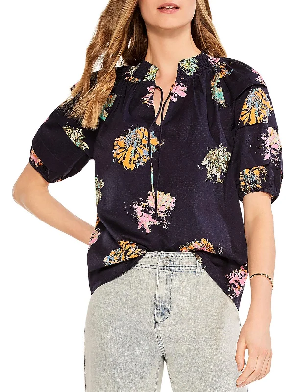 Womens V Neck Gathered Blouse Chic Off-Shoulder Blouse