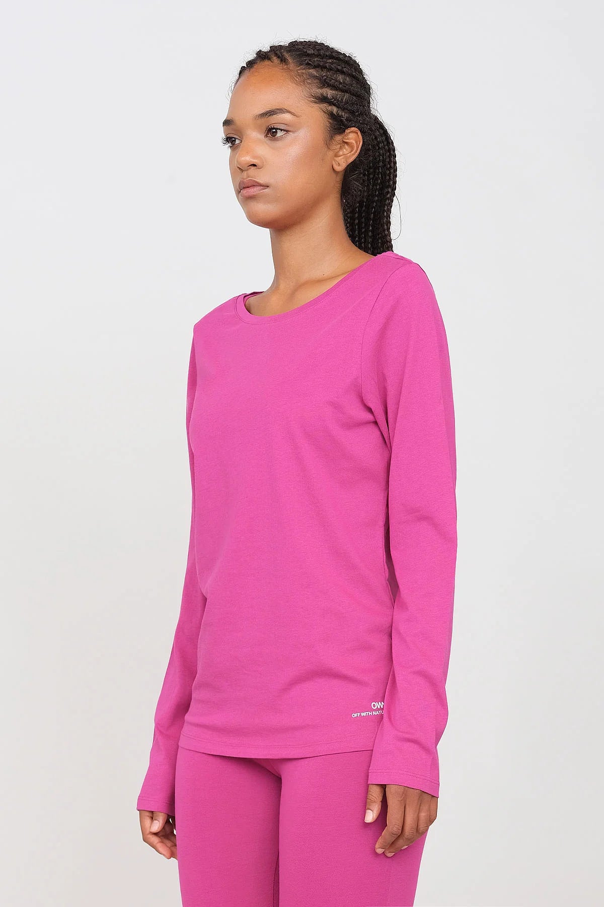 Women's Long Sleeve T-Shirt Fuchsia Satin Fabric Silk Fabric Chiffon Fabric