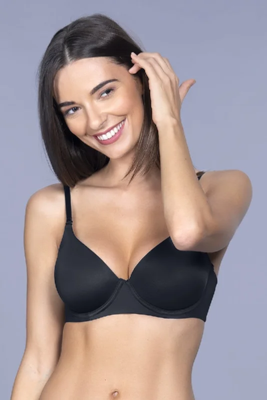 Smooth Moves Padded Wired Ultimate T-Shirt Bra - Black Knit Fabric Woven Fabric Fleece Fabric