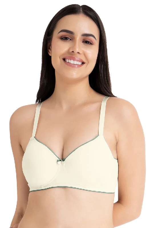 Casual Chic Solid Padded Non-Wired T-Shirt Bra - Whitesmoke-Cedar Anti-Pilling Machine Wash Handmade