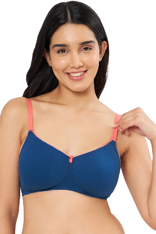 Comfort Dream Padded Non-wired T-shirt Bra - Poseidon & Sunkist Coral Mesh Canvas Denim