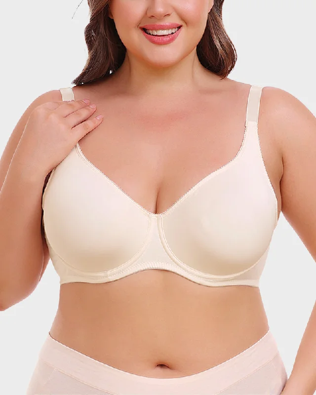 SheCurve®Comfort Everyday T-Shirt Bra - Skin Mesh Blend Leather Blend Suede Blend