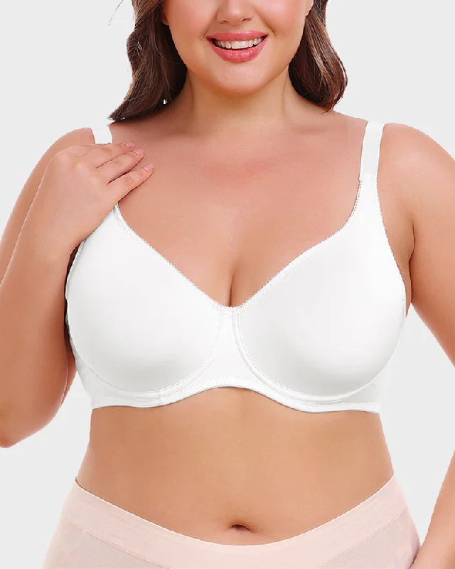 SheCurve®Comfort Everyday T-Shirt Bra-white Zippered Front Buttoned Front Snap Front