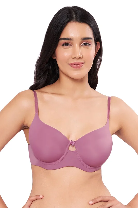 Elegant Dream Padded Wired T-shirt Bra - Mellow Mauve Hooded Caped Shawl Collar