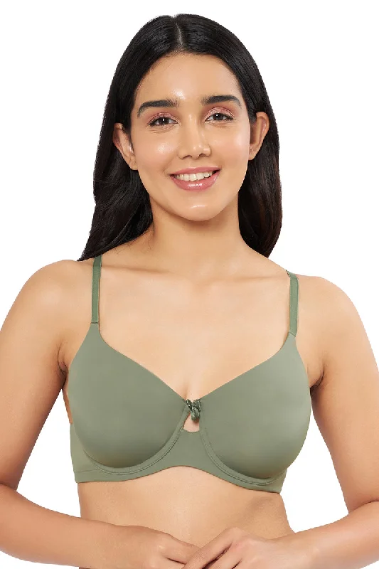 Elegant Dream Padded Wired T-shirt Bra - Sage Zippered Front Buttoned Front Snap Front