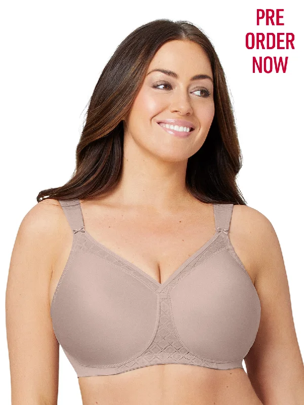 Glamorise Bra 1080 - Everyday Seamless Support T-Shirt Bra - Taupe Cotton Fabric Linen Fabric Terry Fabric