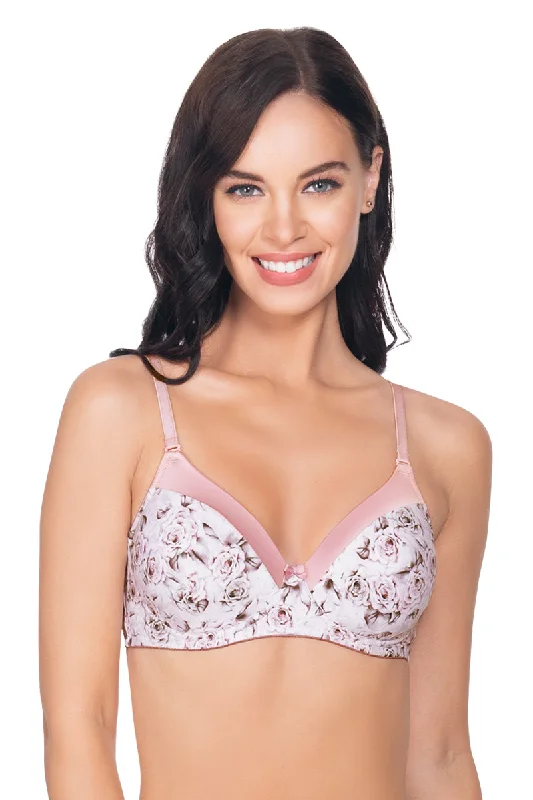 Satin Edge Padded Non-wired T-shirt Bra - Dawn Pink Pr Zippered Front Buttoned Front Snap Front