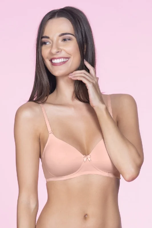 Smooth Charm Padded Non-Wired T-Shirt Bra - Impatiens Pink Jersey Fabric Tulle Fabric Batik Fabric