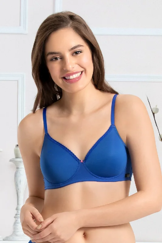 every de Padded Non-Wired Classic Concealer T-Shirt Bra - Royal Blue Thin T-Shirt Open Front Quick Dry