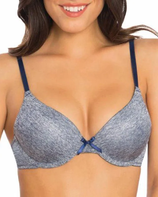 Secret Treasures - Walmart - T-shirt Bra - Soft Padded Underwired Pushup Bra - Blue & Grey Spandex Blend Rayon Blend Denim Blend