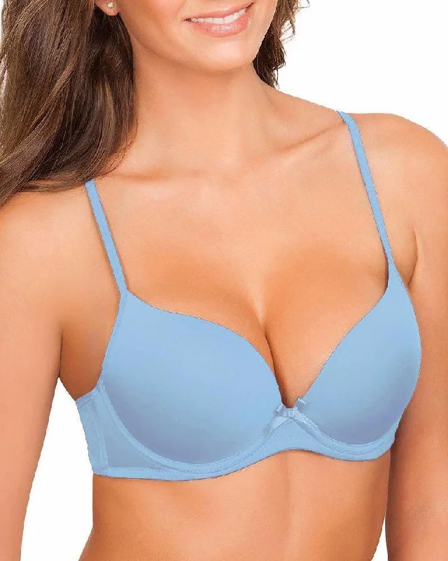 Secret Treasures - Walmart - T-shirt Bra - Soft Padded Underwired Pushup Bra - Sky Blue Zippered Front Buttoned Front Snap Front