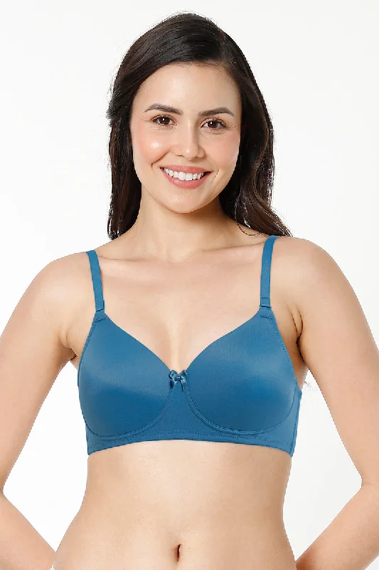 Smooth Charm Padded Non-Wired T-Shirt Bra - Blue Sapphire Faux Fur Fabric Real Fur Fabric Shearling Fabric