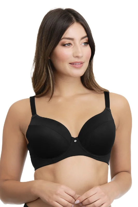 Smooth Definition Padded Wired T-shirt Bra - Black Rayon Velvet Corduroy