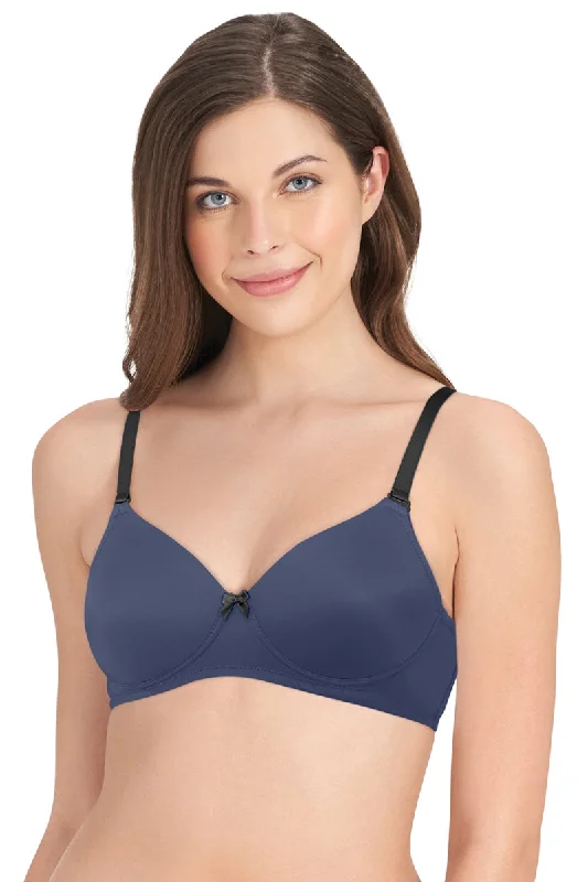 Smooth Dreams Padded Non-wired T-shirt Bra - Insignia Blue Chenille Blend Fleece Blend Nylon Blend