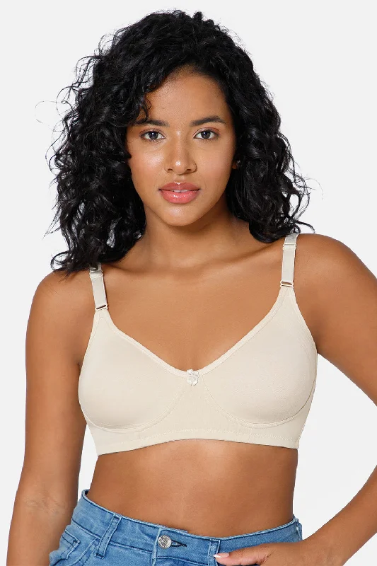 Full Coverage Non-Padded Non-Wired Intimacy T-Shirt Saree Bra - ES02 - Beige Layered Multi-layer Single Layer