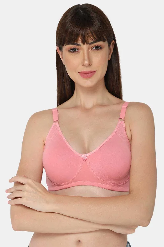 Full Coverage Non-Padded Non-Wired Intimacy T-Shirt Saree Bra - ES02 - Pink Shade Collared Crew Neck Turtle Neck