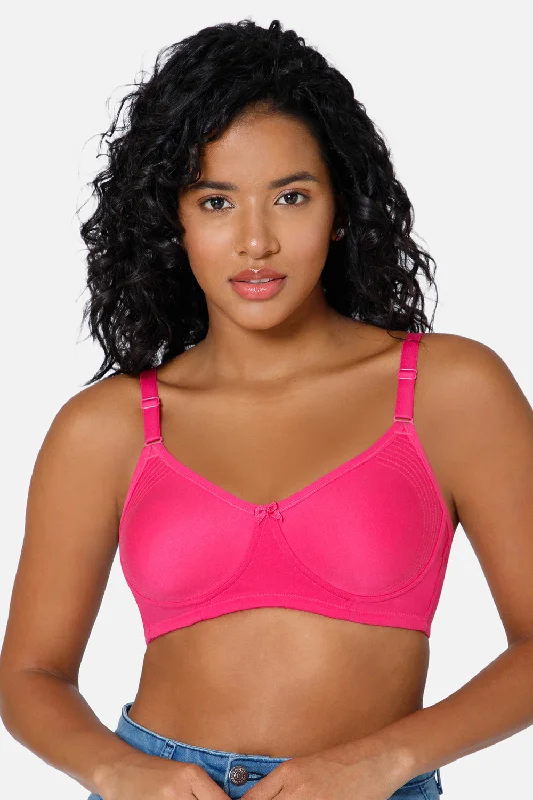 Everyday Full Coverage Non-Padded Intimacy  T-Shirt Saree Bra - Fuchsia - DEFC Casual Formal Business