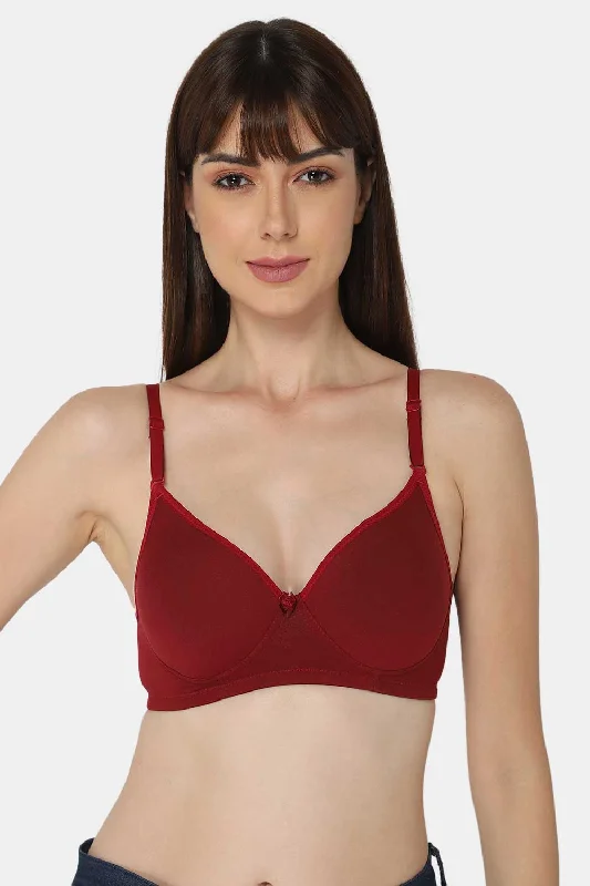 Medium Coverage Non-Wired Thin & Adjustable Intimacy T-Shirt Padded Bra - UC09 Lace Blend Ribbed Blend Corduroy Blend