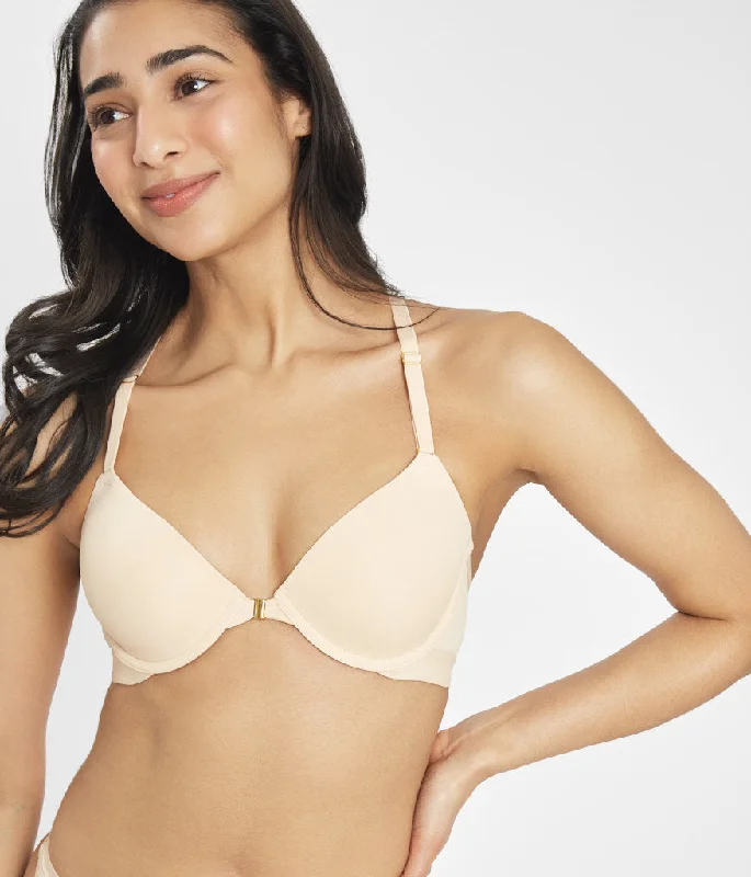 The Front Close T-Shirt Bra: Toasted Almond Terry Blend Velvet Blend Canvas Blend