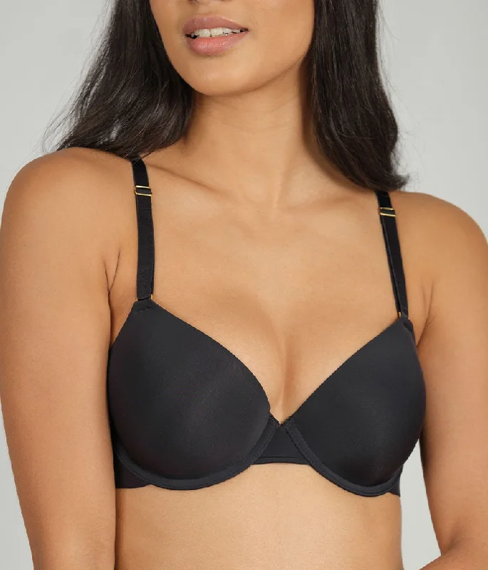 The T-Shirt Bra: Jet Black Chenille Fabric Brocade Fabric Lace Fabric