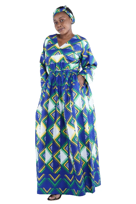 African Ladies Long Maxi Dress (One Size) Elegant Silk Maxi Dress