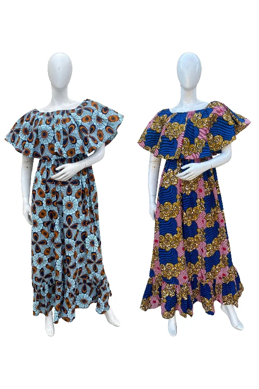 African Printed Fit and Flare Maxi Dress (Pack Of 2 Pieces) Chic Boho Print Maxi Dress African Printed Fit and Flare Maxi Dress (Pack Of 2 Pieces) Chic Boho Print Maxi Dress