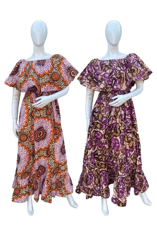 African Printed Fit and Flare Maxi Dress (Pack Of 2 Pieces) Elegant Tiered Maxi Dress African Printed Fit and Flare Maxi Dress (Pack Of 2 Pieces) Elegant Tiered Maxi Dress