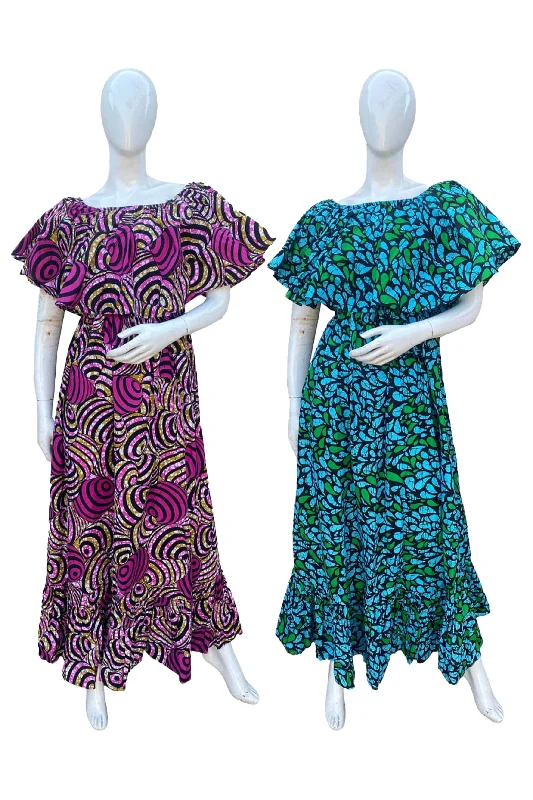 African Printed Fit and Flare Maxi Dress (Pack Of 2 Pieces) Comfortable Maxi Dress with Belt African Printed Fit and Flare Maxi Dress (Pack Of 2 Pieces) Comfortable Maxi Dress with Belt