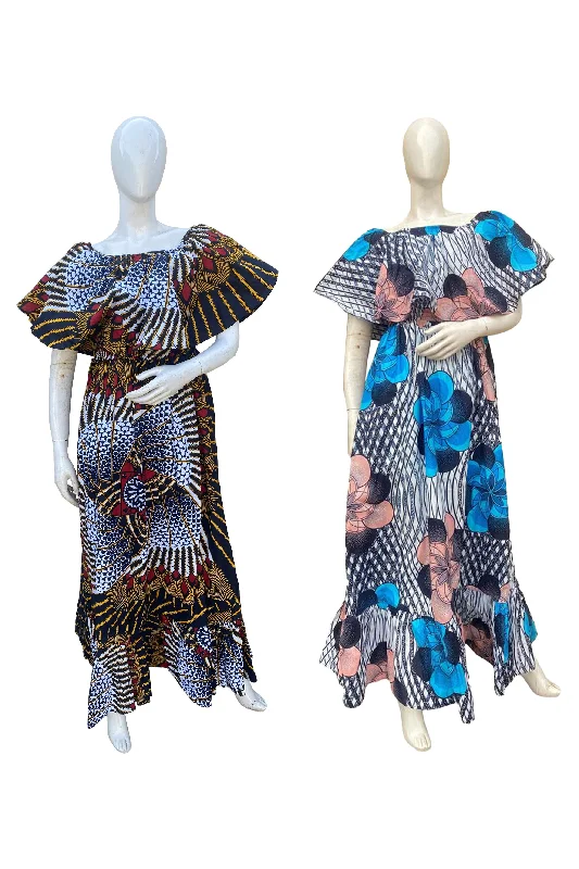 African Printed Fit and Flare Maxi Dress (Pack Of 2 Pieces) Comfortable Fit-and-Flare Maxi Dress African Printed Fit and Flare Maxi Dress (Pack Of 2 Pieces) Comfortable Fit-and-Flare Maxi Dress
