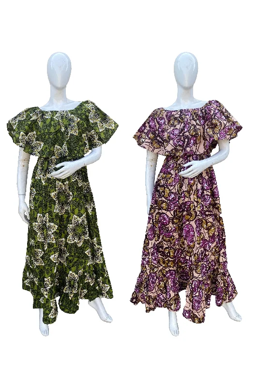 African Printed Fit and Flare Maxi Dress (Pack Of 2 Pieces) Stylish Long Sleeve Maxi Dress African Printed Fit and Flare Maxi Dress (Pack Of 2 Pieces) Stylish Long Sleeve Maxi Dress