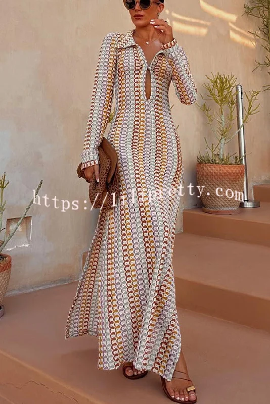 Lilipretty® Bondi Beach Knit Colorful Wave Print Long Sleeve Vacation Maxi Dress Comfortable Maxi Dress with Slits Lilipretty® Bondi Beach Knit Colorful Wave Print Long Sleeve Vacation Maxi Dress Comfortable Maxi Dress with Slits