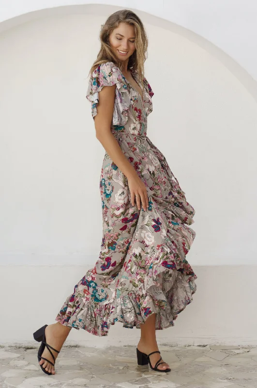 Carmen Wrap Maxi Dress Classic V-Neck Maxi Dress
