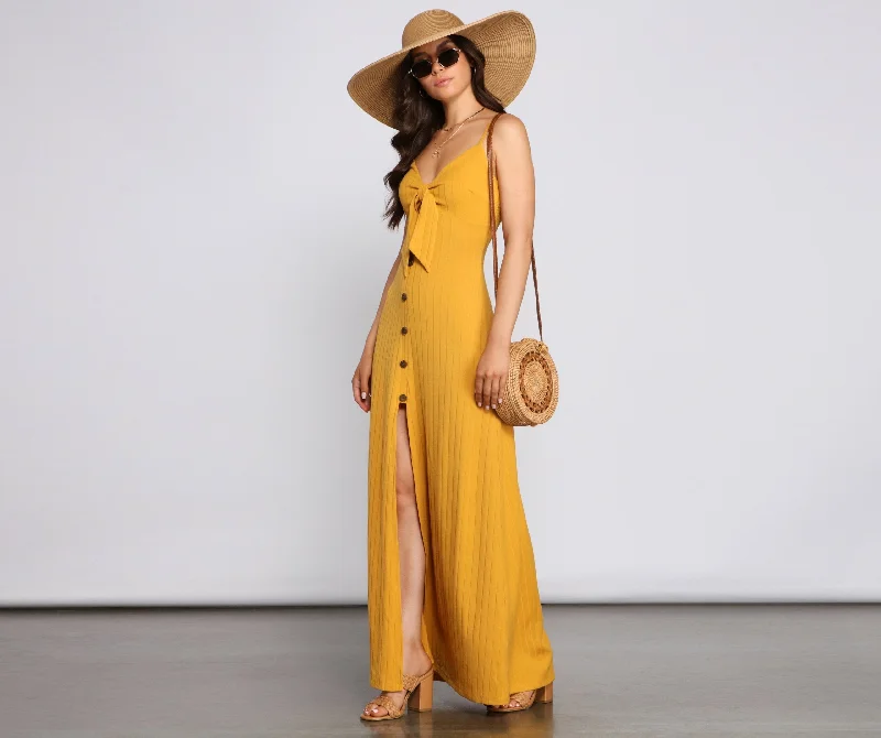 Casual Glam Ribbed Charming Knit Maxi Dress Comfortable Bohemian Maxi Dress