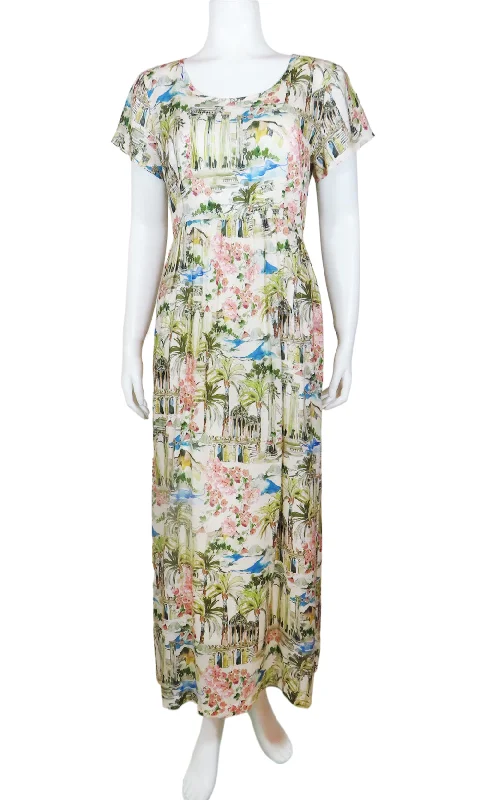 LINDLEY Ruins Maxi Dress in ANTIQUE Comfortable Plunging Neckline Maxi Dress