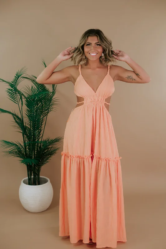 Enchanted Moments Maxi Dress, Orange Classic Tulle Maxi Dress