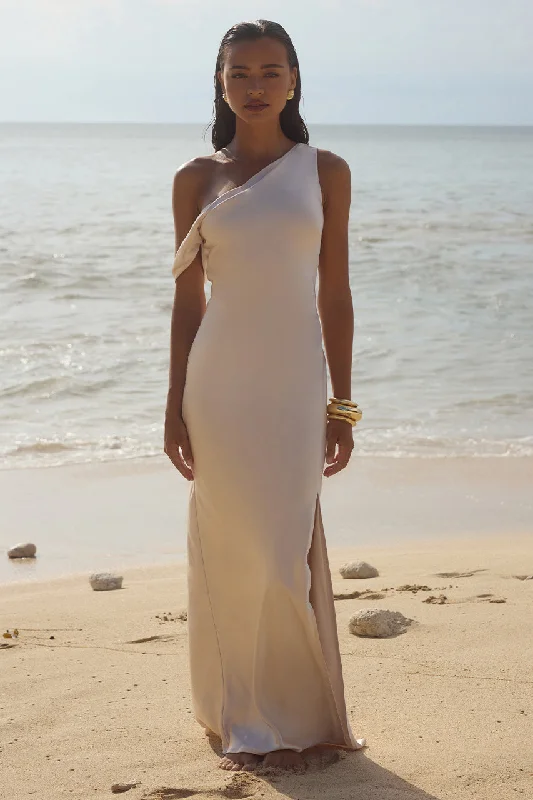 GIA MAXI DRESS - IVORY Comfortable Long-Sleeve Maxi Dress
