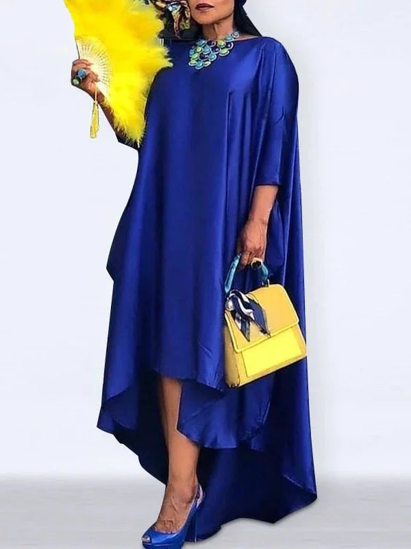 Zjkrl - High-Low Irregular Clipping Solid Color Round-Neck Maxi Dresses Classic Solid Maxi Dress Zjkrl - High-Low Irregular Clipping Solid Color Round-Neck Maxi Dresses Classic Solid Maxi Dress