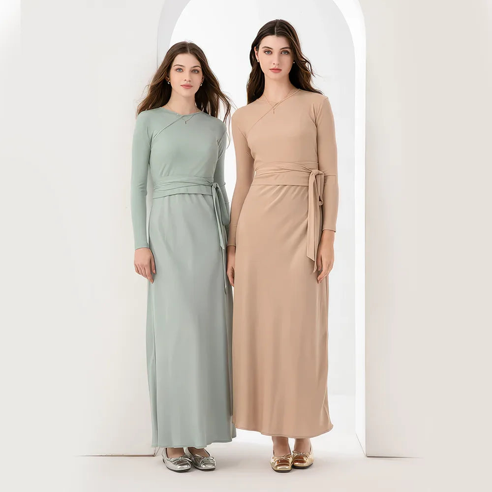 High Stretch Ribbing Wrap Top & Matte Satin Maxi Dress Set Fashionable Chiffon Tiered Maxi Dress High Stretch Ribbing Wrap Top & Matte Satin Maxi Dress Set Fashionable Chiffon Tiered Maxi Dress