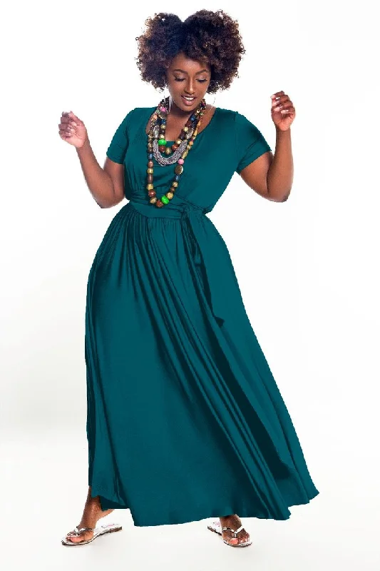 Cap Sleeved Maxi Dress Trendy Ruffled Maxi Dress
