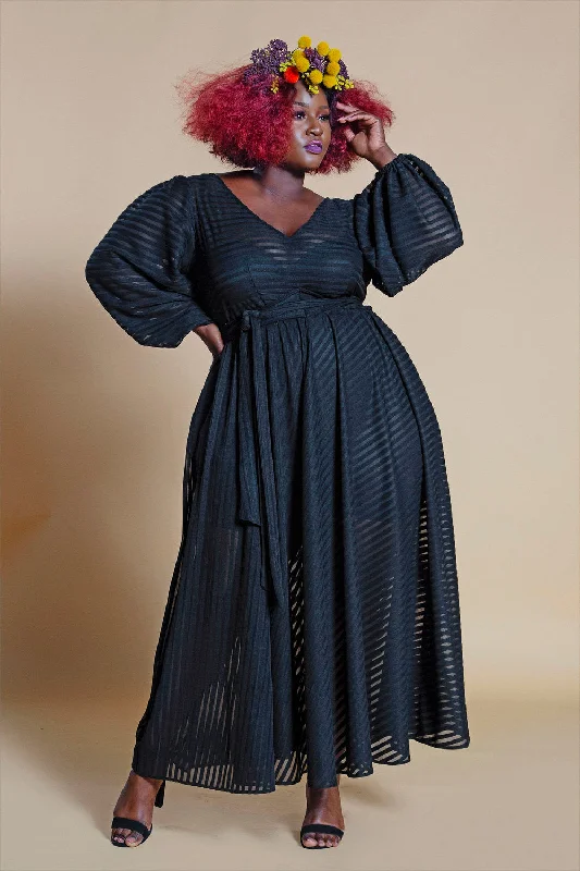 Illusion Full Sleeved Maxi Dress- JIBRI Elegant Velvet Maxi Dress