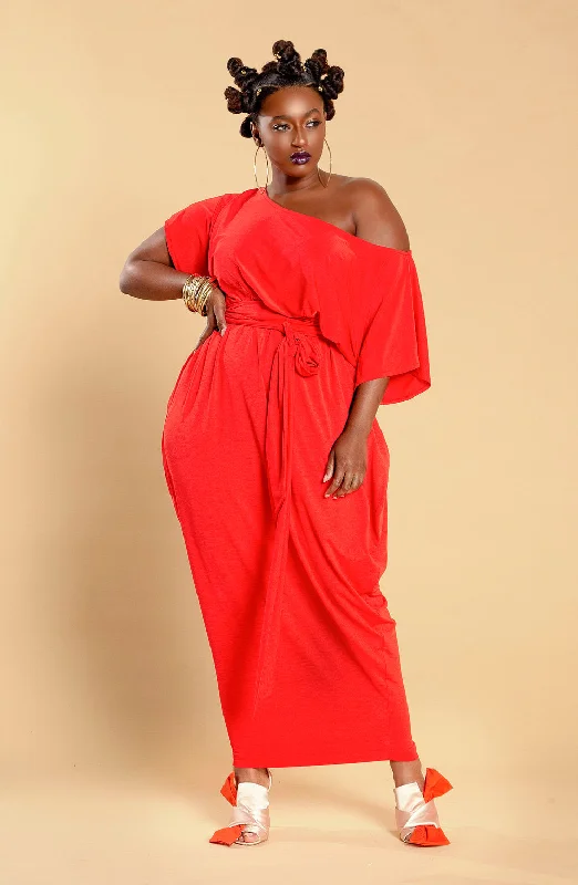Off Shoulder Slouch Maxi Dress- JIBRI Chic Sleeveless Maxi Dress