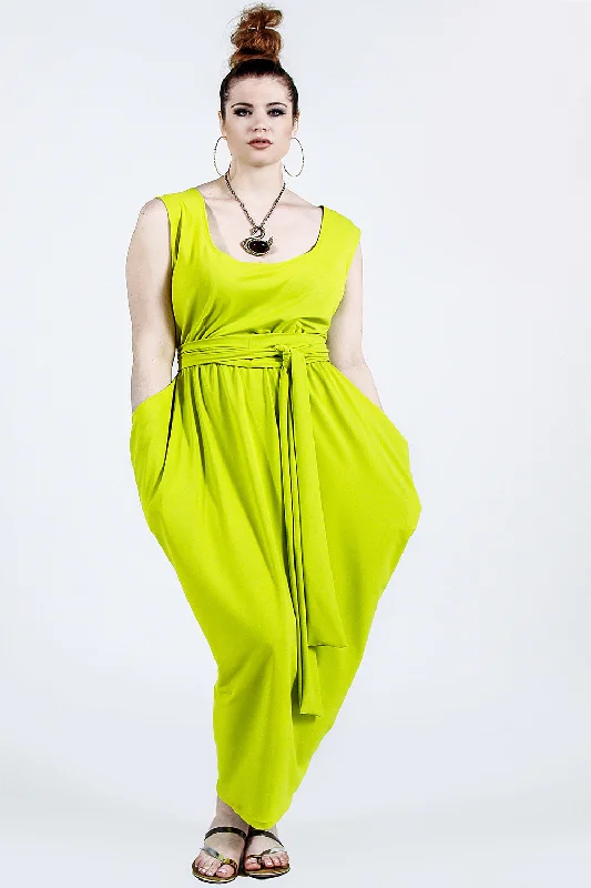 Sleeveless Scoop Neck Slouch Maxi Dress- JIBRI Comfortable Ruffle Maxi Dress